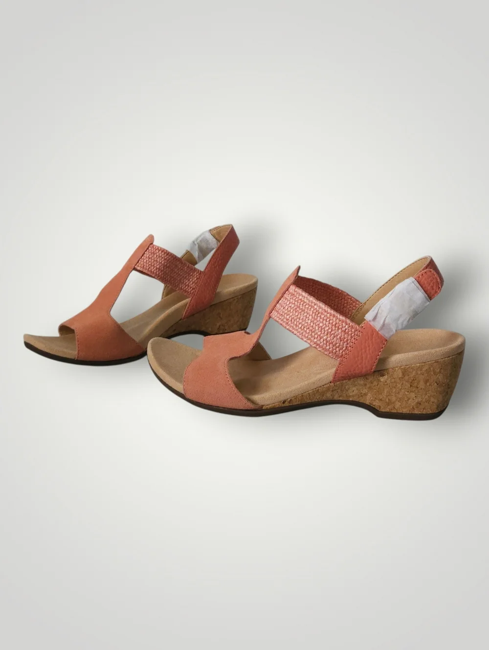 Vionic Kaytie‎ Cork Wedge Sandal 10 Clay Coral Coastal Grandmother Quiet Luxury
